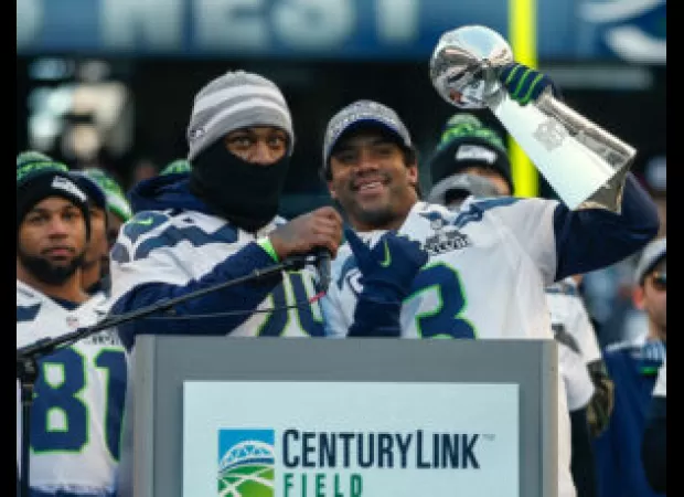 Marshawn Lynch's facial expression said it all when asked about his relationship with Russell Wilson.