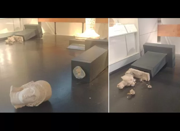 Tourist destroyed statues in Rome due to religious beliefs.