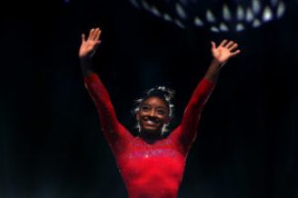 Simone Biles wins record-breaking 6th All-Around World title, becoming most decorated gymnast ever.