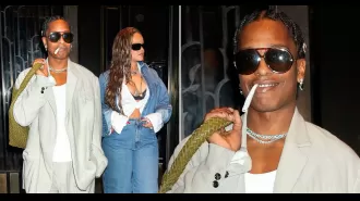 Rihanna and A$AP Rocky look great on date night, with Rihanna in double denim and A$AP with a big smile and a giant roll-up.
