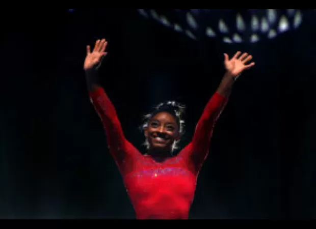 Simone Biles wins record-breaking 6th All-Around World title, becoming most decorated gymnast ever.