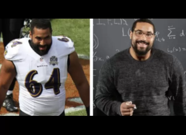 Former NFL player now teaches math at MIT, having made the switch from the Baltimore Ravens.