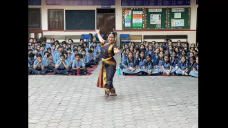 Debasmita shares her ‘Devi Stuti’ with students in schools.