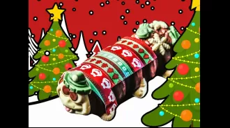 M&S's Colin the Caterpillar gets a festive, fashionable update for the holidays.