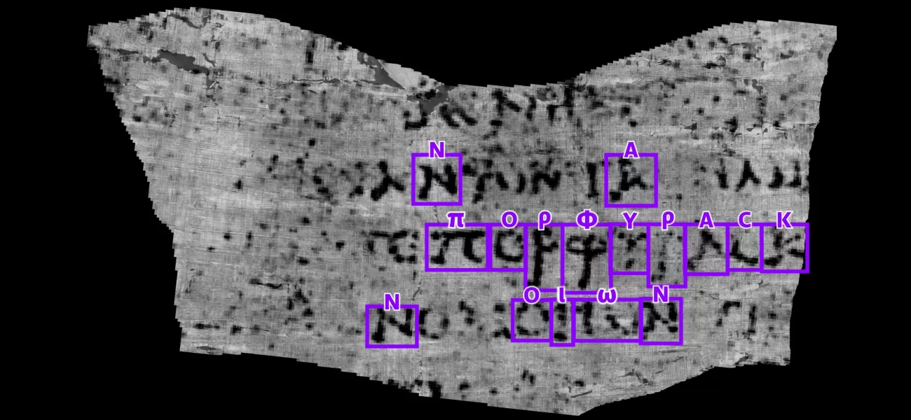 2,000 year old Vesuvius scrolls can now be read as 1st word has been deciphered.