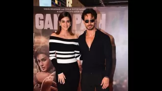 Tiger Shroff and Kriti Sanon attended a Ganapath screening in Mumbai with their families. (Photos included)