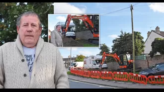 Pensioner resists workers' efforts to build a 50ft 5G tower near his house.