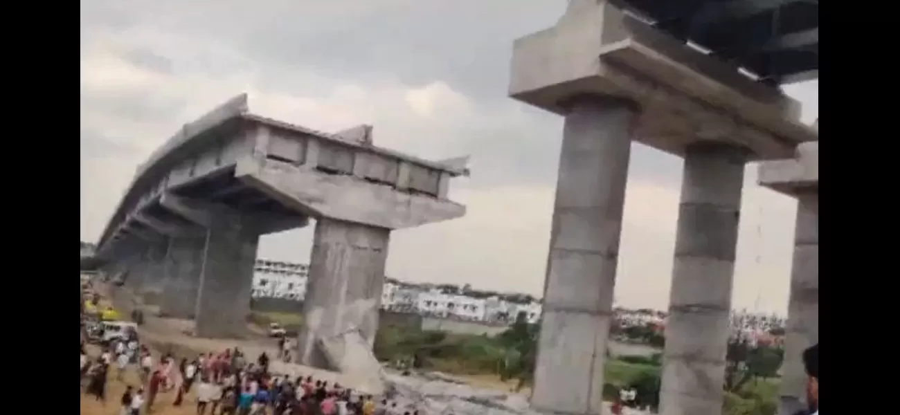 A person was killed in Palanpur, Gujarat when a section of an under-construction bridge collapsed. Visuals of the incident have been released.