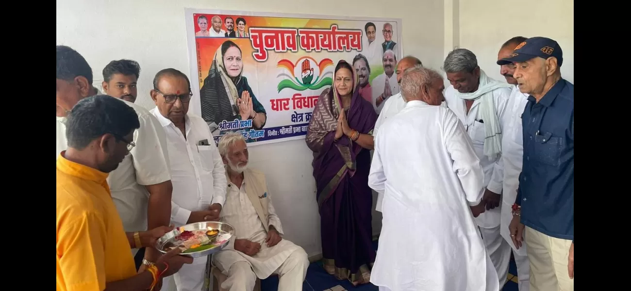 Congress candidate in Dhar, Madhya Pradesh opens election office in Digthan village.