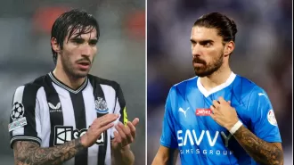 Newcastle looking at Saudi Arabia for Ruben Neves to replace banned Sandro Tonali.