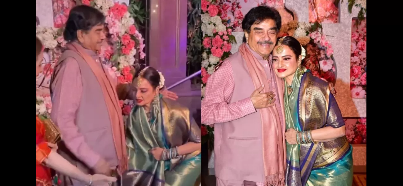 Rekha shows respect to Shatrughan and embraces Sonakshi at a Mumbai event; video shared widely online.
