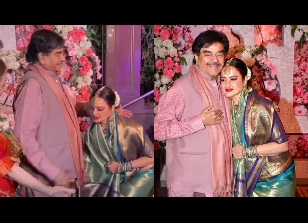 Rekha shows respect to Shatrughan and embraces Sonakshi at a Mumbai event; video shared widely online.