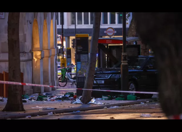 Eight people injured after car crashes into London bus stop.