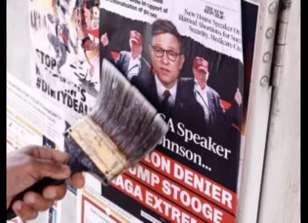 Nonprofit is running a mobile billboard campaign to challenge Rep. Speaker Mike Johnson's actions.