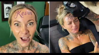 Woman's forehead design isn't a permanent tattoo, it's just temporary ink.