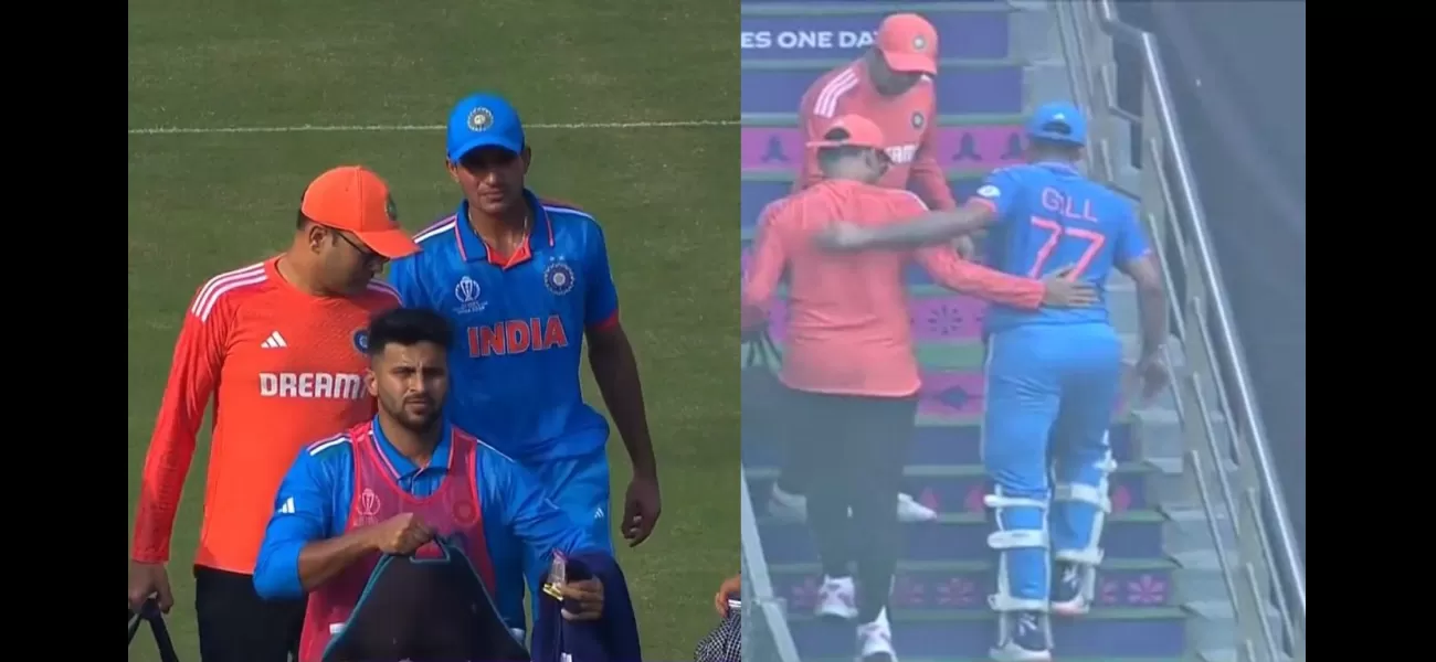 India's opener Shubman Gill struggles in Mumbai heat, retires hurt after quickfire 79 in IND vs NZ CWC 2023 match.