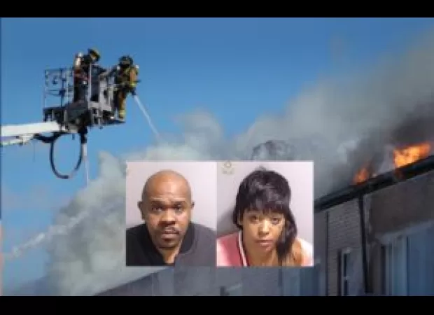 Two people arrested after apartment fire in Atlanta, suspected to be caused by fireworks.