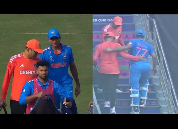 India's opener Shubman Gill struggles in Mumbai heat, retires hurt after quickfire 79 in IND vs NZ CWC 2023 match.