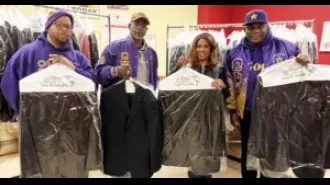 Omega Psi Phi's Sigma Rho Chapter donated nearly 100 suits to Jackets For Jobs, providing career attire to those in need.