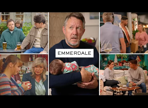Next week, 20 Emmerdale pics show babies' secrets exposed and affairs revealed.