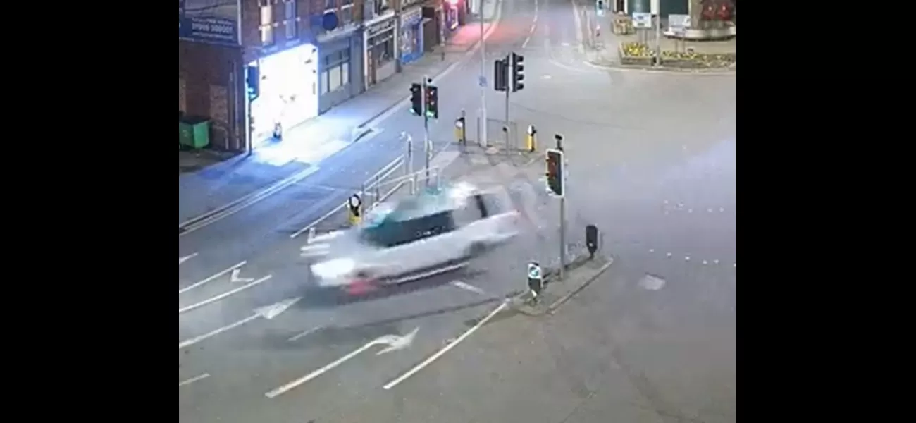 Driver crashed a stolen car into a pub after a high-speed chase, narrowly missing customers inside.