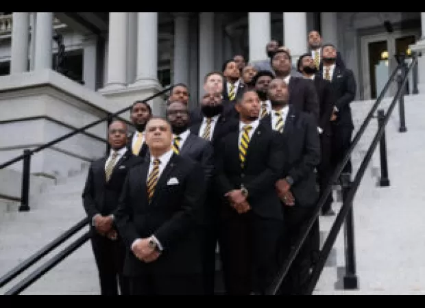 The White House was decorated with black and gold, thanks to the members of Alpha Phi Alpha fraternity.