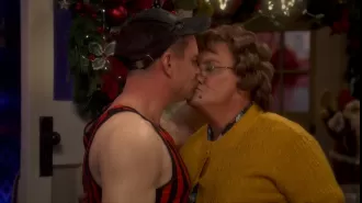 Fans of Mrs Brown's Boys shocked by star snogging own father in episode.