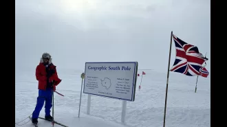 A British Army officer became the fastest woman to ski around Antarctica.