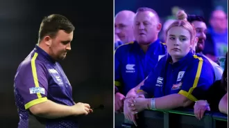 Girlfriend and family of Luke Littler dejected after his loss in World Darts Championship final at age 16.