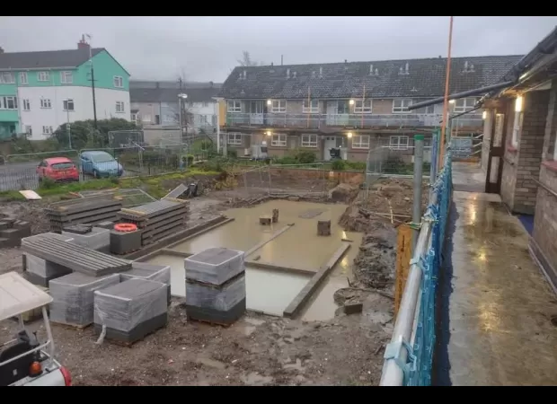 Elderly pensioners left in a 'hell-hole' as building workers suddenly vanish.