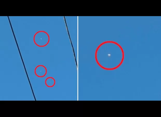 The video shows a number of UFOs merging in the sky.