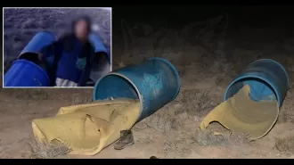 Two young girls discovered in barrels at a cult's compound after going missing.