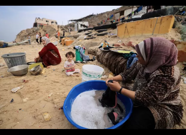 Gazan females repurpose tents as menstrual hygiene products.