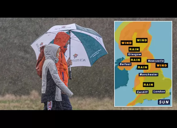 Storm Isha is predicted to strike the UK with powerful 80mph winds, according to the map.