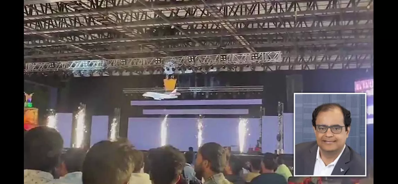 A tech CEO falls to his death on stage when the cage he's in breaks.