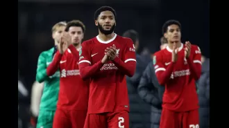 Manager Klopp praises Gomez for his crucial role in Liverpool's Carabao Cup final qualification.