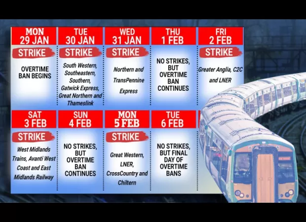 When will the train strikes occur? Dates and services impacted next week.