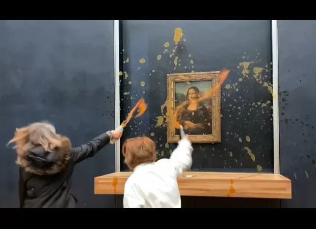 People are throwing soup on the Mona Lisa to help the environment.