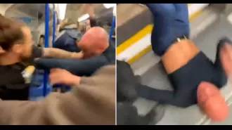A fight erupted on a train, with passengers urging them to end it.