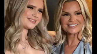 Kerry Katona and her daughter Lilly-Sue McFadden look almost identical at Lilly's 21st birthday party.