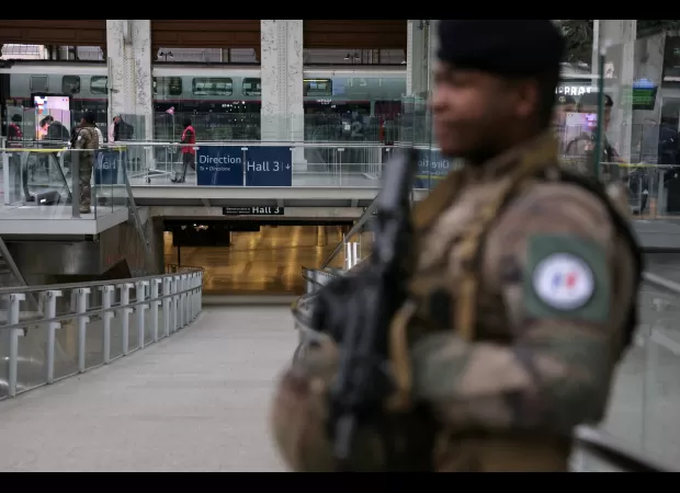 Three people were hurt in a terrifying stabbing incident at a train station.