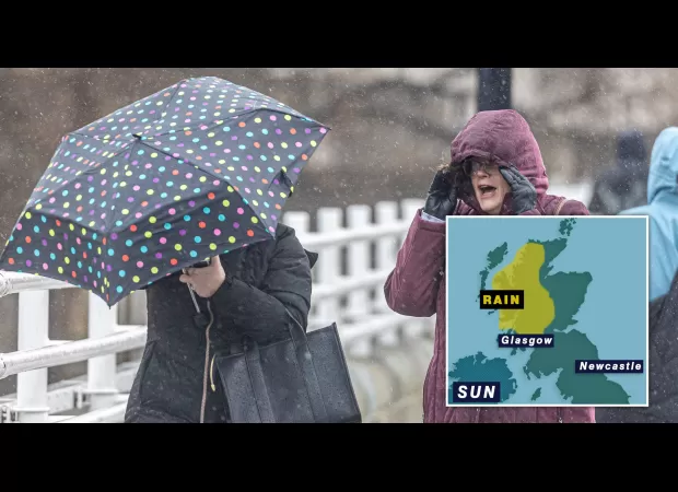 A map predicts the location of a strong 