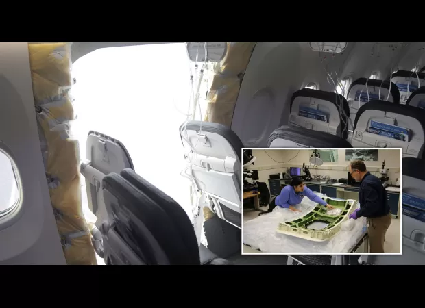 A plane door at 16,000ft had four key bolts missing when it blew out.