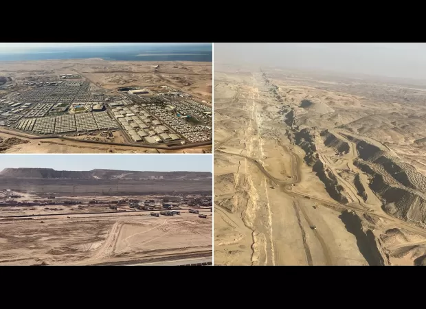 Aerial photos show huge size of new £800 billion futuristic city.