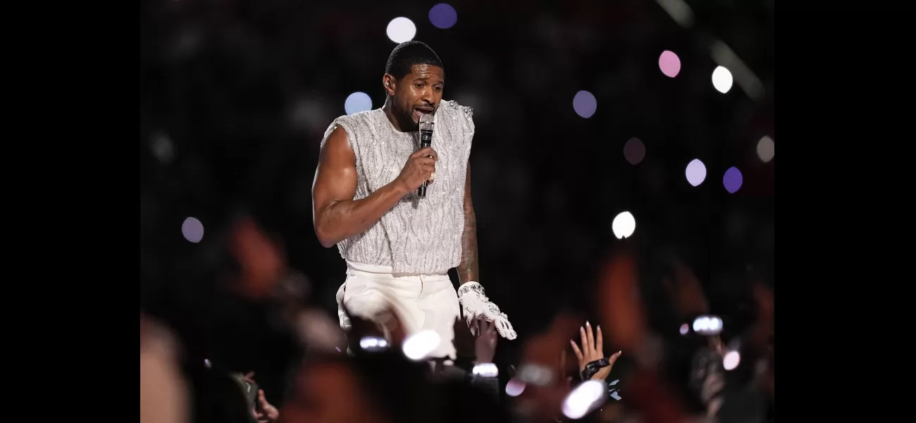 Usher performs shirtless at the Super Bowl Halftime show, but without Justin Bieber.