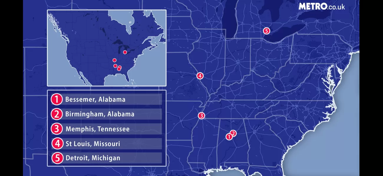 The map displays the top riskiest cities in America.