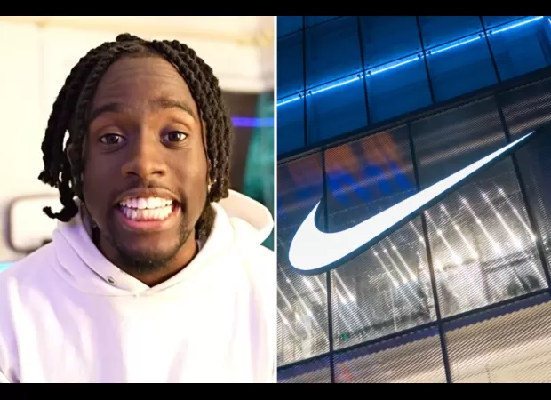 Kai Cenat, popular Twitch streamer, excitedly announces partnership with Nike after a long time of anticipation.