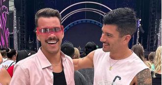 Police looking for missing TV host and partner following discovery of bloody clothes in dumpster.