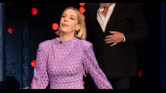 Comedian Katherine Ryan's dress is causing fear with its unique design, according to reports.