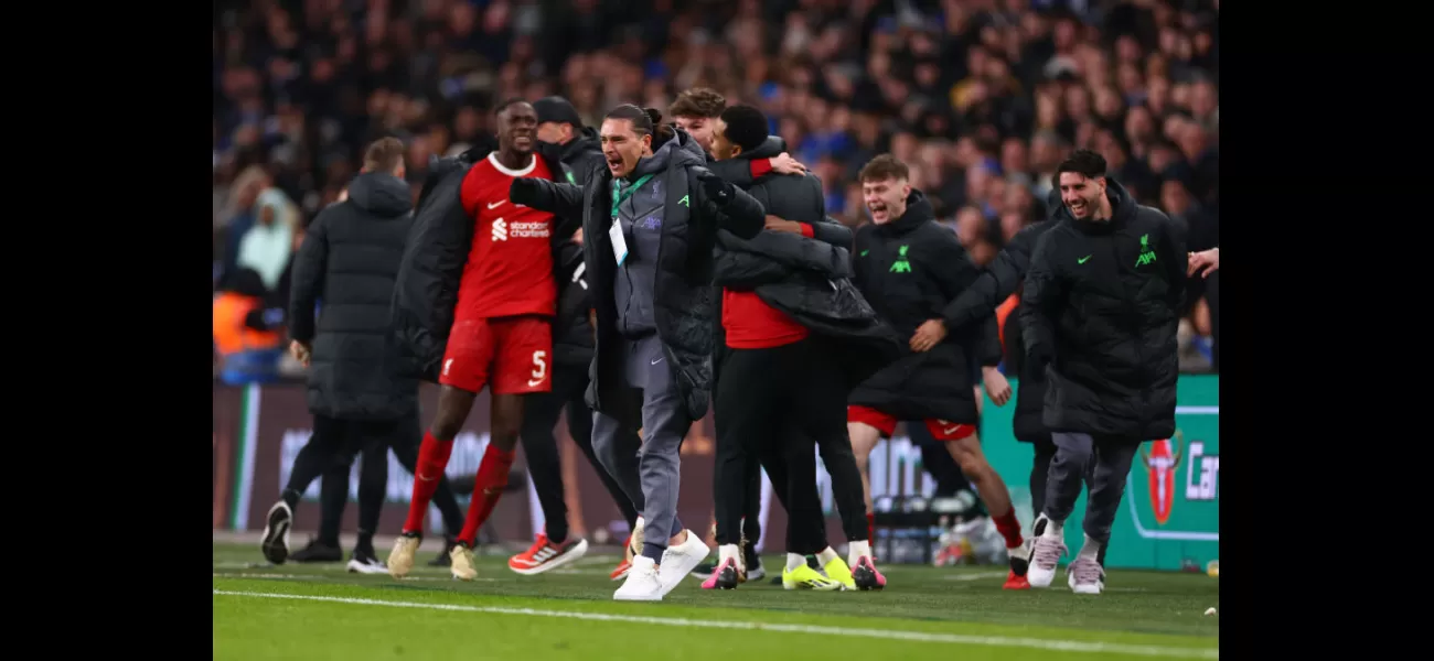 Nunez's priceless reaction to Van Dijk's goal in Liverpool's Carabao Cup final victory against Chelsea.